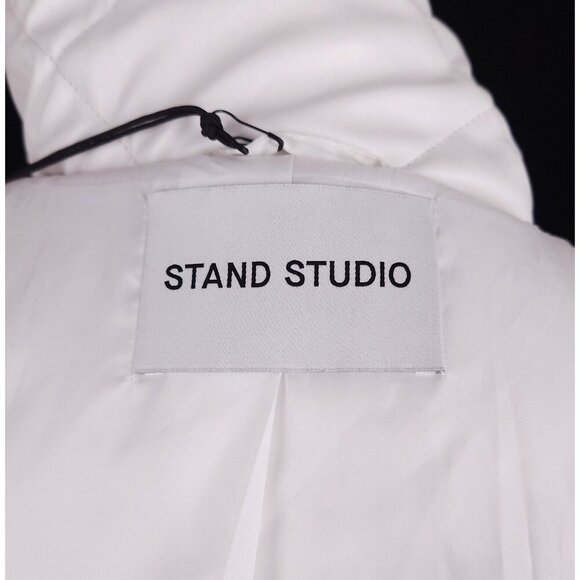 Stand Studio Faux-Leather Jacinda Puffy Jacket Size 34 US 2 XS Womens White $430 - Picture 10 of 15